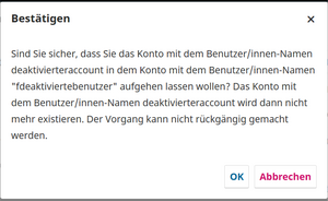 Warnhinweis Deaktivierte Benutzerin zusammenführen