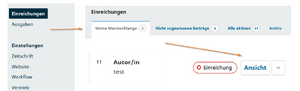 Redaktionsworkflow: Dashboard und Ansicht-Button