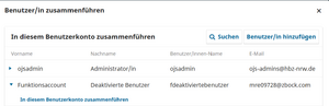 Deaktivierte Benutzerin zusammenführen